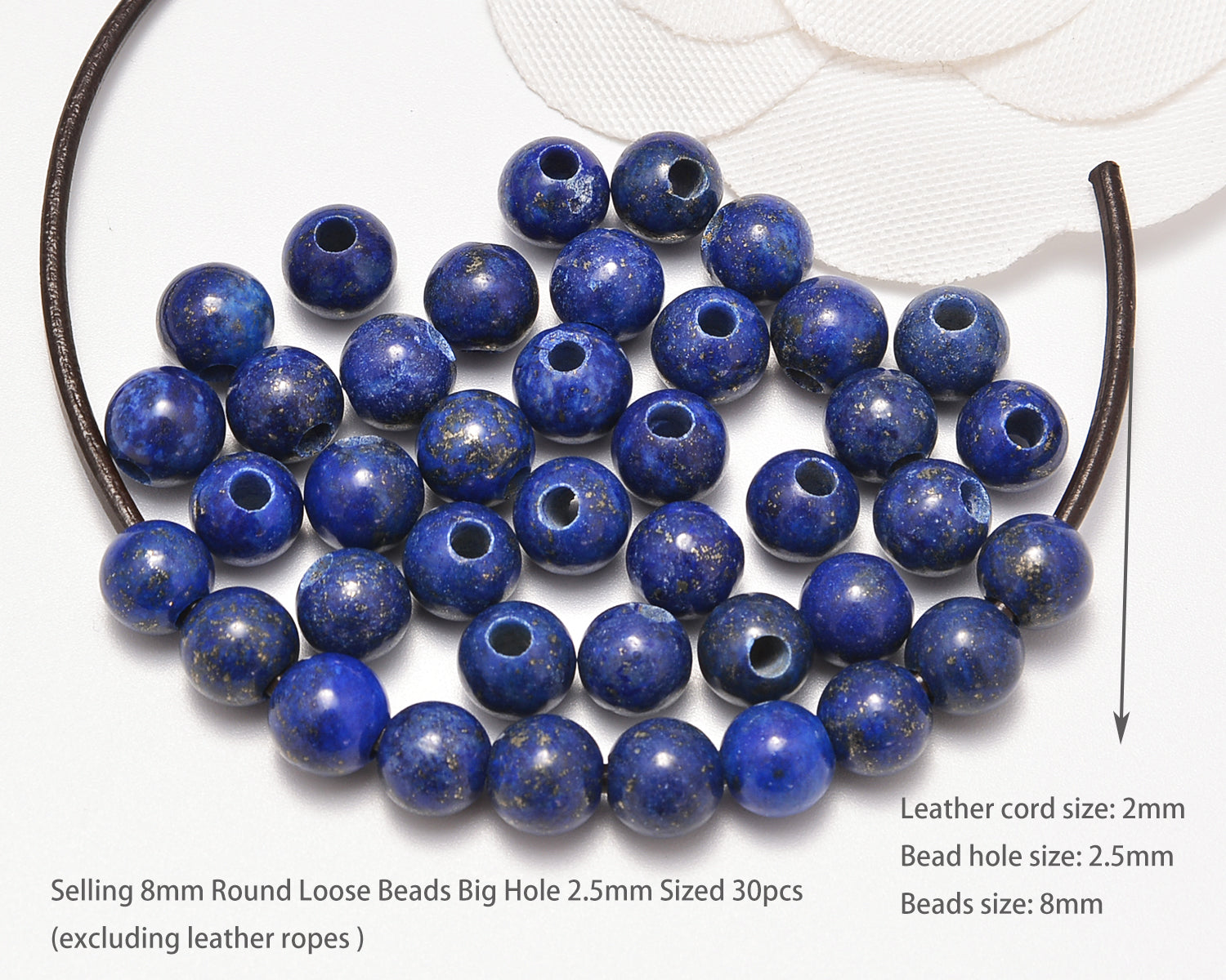 AD Beads Natural Gemstone 8mm Round Loose Beads Big Hole 2.5mm Sized 4