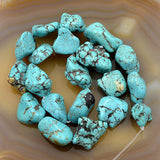 Blue Turquoise Gemstone Freeformed Nugget Loose Beads 16'' Pick Size