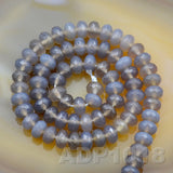 Natural Gray Agate Smooth/Matte/Faceted Rondelle Loose Beads on a 15.5" Strand