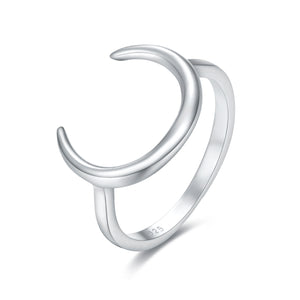 AD Beads 925 Sterling Silver Crescent Ring Size #6, #7, #8, #9 for Women, Men, Adults, and Teens
