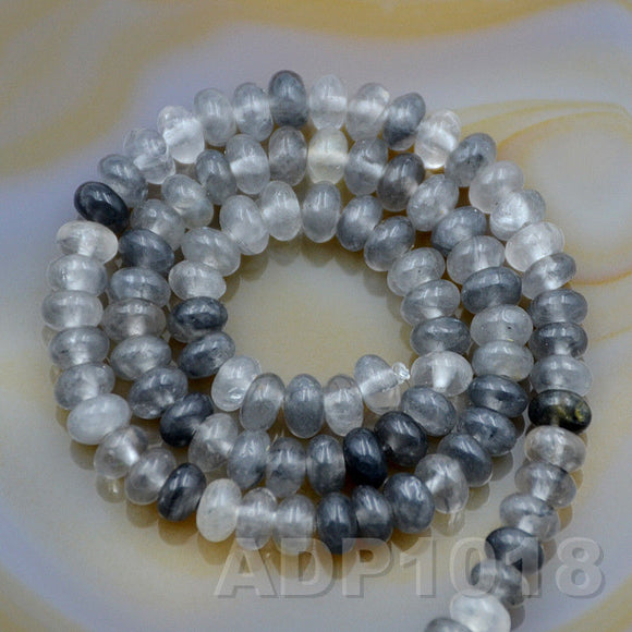 Natural Cloud Crystal Quartz Gemstone Smooth/Matte/Faceted Rondelle Loose Beads on a 15.5