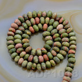 Natural Unakite Gemstone Smooth/Matte/Faceted Rondelle Loose Beads on a 15.5" Strand