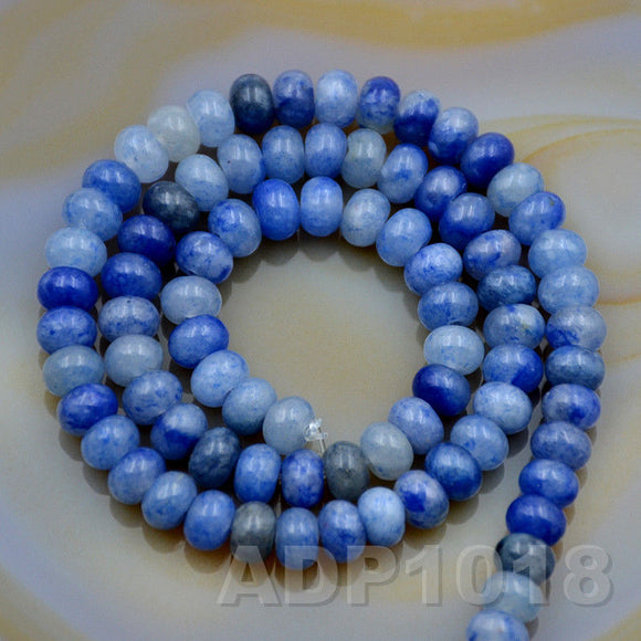 Natural Blue Aventurine Gemstone Smooth/Matte/Faceted Rondelle Loose Beads on a 15.5