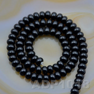 Natural Black Onyx Smooth/Matte/Faceted Rondelle Loose Beads on a 15.5" Strand