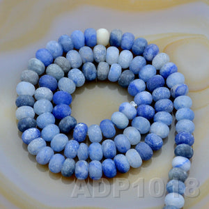 Natural Blue Aventurine Gemstone Smooth/Matte/Faceted Rondelle Loose Beads on a 15.5" Strand