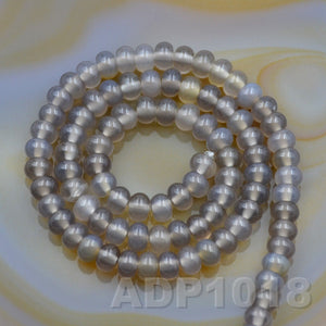 Natural Gray Agate Smooth/Matte/Faceted Rondelle Loose Beads on a 15.5" Strand