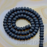 Natural Black Onyx Smooth/Matte/Faceted Rondelle Loose Beads on a 15.5" Strand