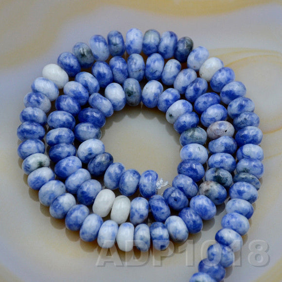 Natural Blue Spot Jasper Smooth/Matte/Faceted Rondelle Loose Beads on a 15.5