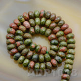 Natural Unakite Gemstone Smooth/Matte/Faceted Rondelle Loose Beads on a 15.5" Strand