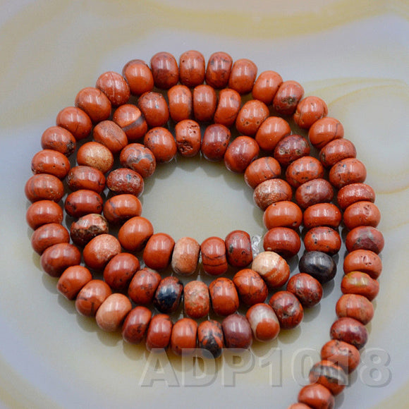 Natural Red River Jasper Smooth/Matte/Faceted Rondelle Loose Beads on a 15.5