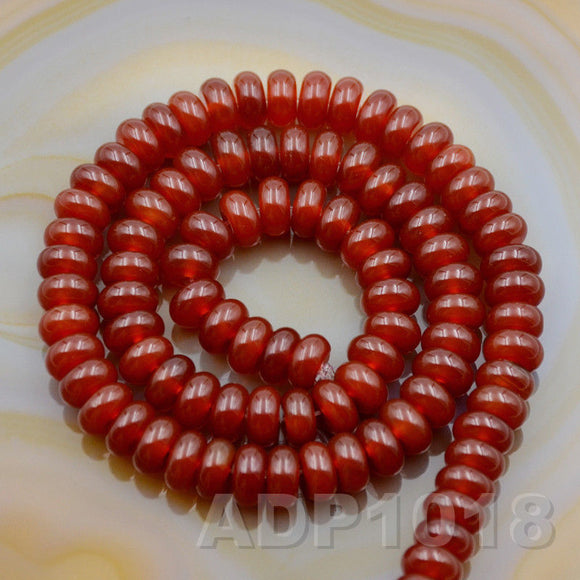 Natural Red Agate Smooth/Matte/Faceted Rondelle Loose Beads on a 15.5