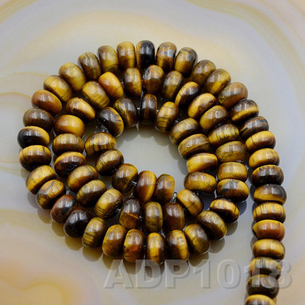 Tiger Eye Beads, Natural, 5x8mm Smooth Rondelle