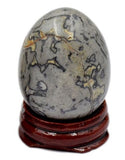 Natural Gemstone Egg Crystal Sphere Reiki Healing Massage Finger Exercise: Map Jasper, White Turquoise, Kyanite, Opalite, & Leopard Jasper (8)
