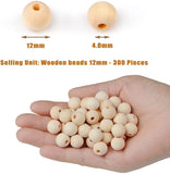AD Beads Craft Wooden Large Hole Natural Unfinished Round Wood Beads for Garland
