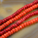 Red & Orange Coral Heishi &Wheels Beads 15.5"
