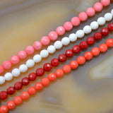 6mm Faceted Coral Round Gemstone Beads 15.5" Pick Color