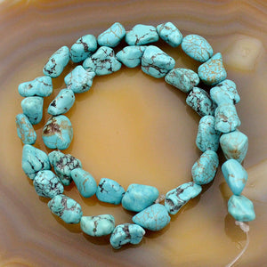 Blue Turquoise Gemstone Freeformed Nugget Loose Beads 16'' Pick Size