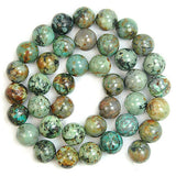 Natural African Turquoise Round Loose Beads on a 15.5" Strand