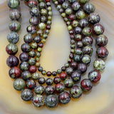 Natural African Dragon Bloodstone Gemstone Round Loose Beads on a 15.5" Strand