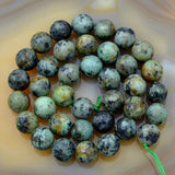 Faceted Natural African Turquoise Gemstone Round Loose Beads on a 15.5" Strand