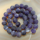 Matte Natural Amethyst Gemstone Round Loose Beads on a 15.5" Strand