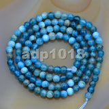 Natural Blue Apatite Gemstone Round Loose Beads on a 15.5’’ Strand