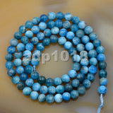 Natural Blue Apatite Gemstone Round Loose Beads on a 15.5’’ Strand