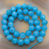 Natural Aquamarine Jade Gemstone Round Loose Beads on a 15.5" Strand