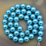Czech Aquamarine Blue Satin Luster Glass Pearl Round Beads on a 15.5" Strand