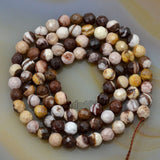 Faceted Natural Australia Zebre Gemstone Round Loose Beads on a 15.5" Strand