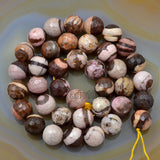 Faceted Natural Australia Zebre Gemstone Round Loose Beads on a 15.5" Strand