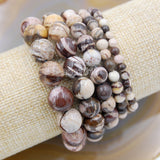 Natural Australia Zebre Jasper Gemstone Beads Stretch Bracelet Healing Reiki