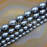 Czech Satin Luster Glass Pearl Pear Teardrop Loose Beads on a 15.5" Strand