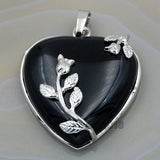 Natural Gemstone Flower Heart Reiki Chakra Charm Pendant Necklace