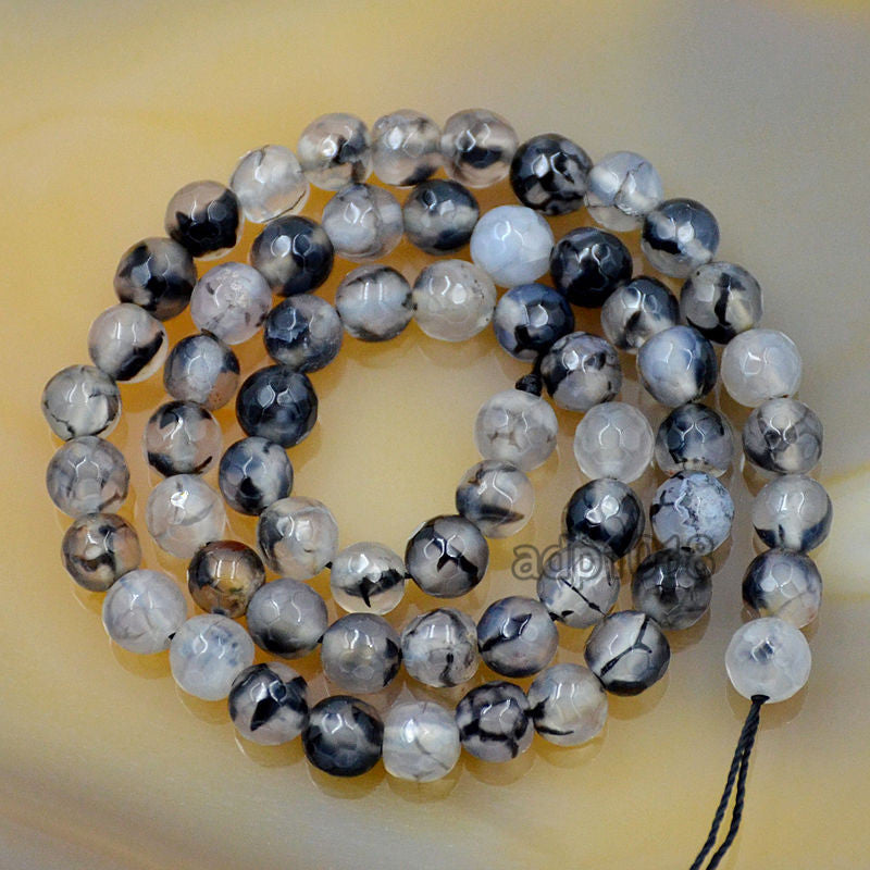 Handmade Rosary, 10mm popular Faceted Round Fire Crackled Agate beads