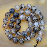 Faceted Natural Black Fire Agate Gemstone Round Loose Beads on a 15.5" Strand
