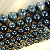 Natural Black Obsidian Round Loose Beads on a 15.5" Strand