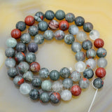 Natural Blood Stone Gemstone Round Loose Beads on a 15.5" Strand