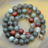 Natural Blood Stone Gemstone Round Loose Beads on a 15.5" Strand