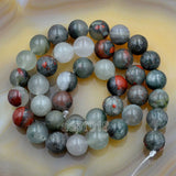 Natural Blood Stone Gemstone Round Loose Beads on a 15.5" Strand