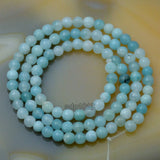 Natural Blue Amazonite Gemstone Round Loose Beads on a 15.5" Strand