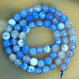 Faceted Natural Blue Fire Agate Gemstone Round Loose Beads on a 15.5" Strand