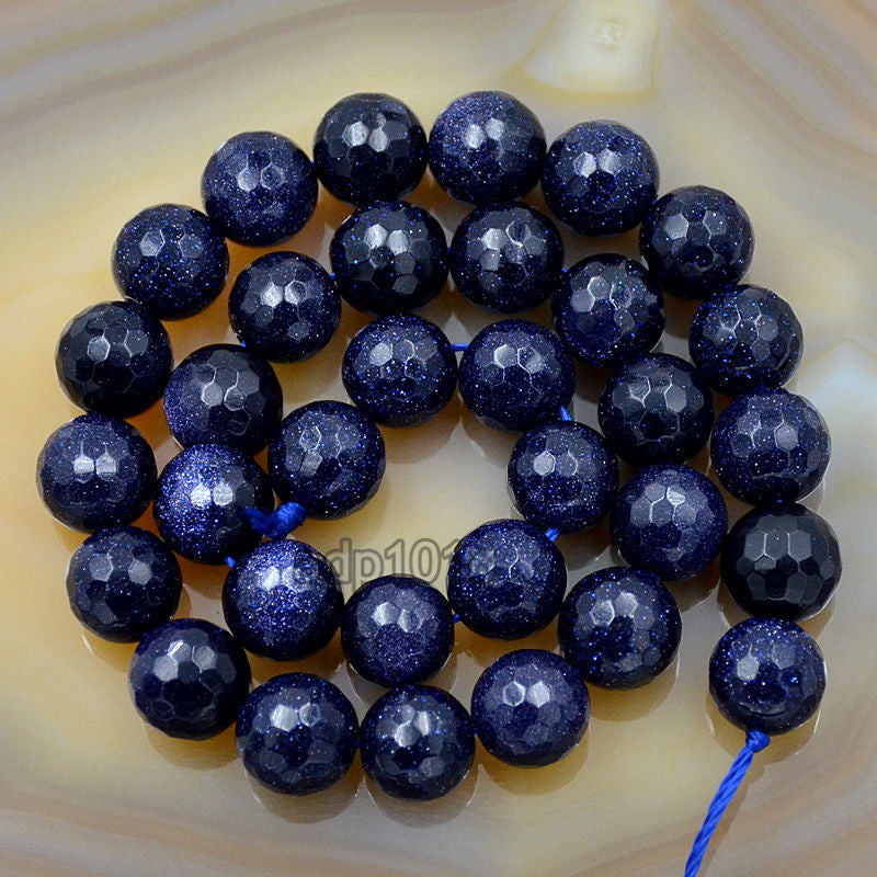 Rare Blue Goldstone Faceted sale Center Drill Round Faceted Beads~~4mm~~13 Inch