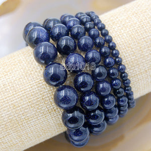 CBT Round Natural Stone Beads Blue Beads for Bracelets 14 Inch Beads for  Jewelry Making for Bracelets
