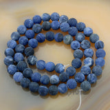 Matte Natural Blue Sodalite Gemstone Round Loose Beads on a 15.5" Strand