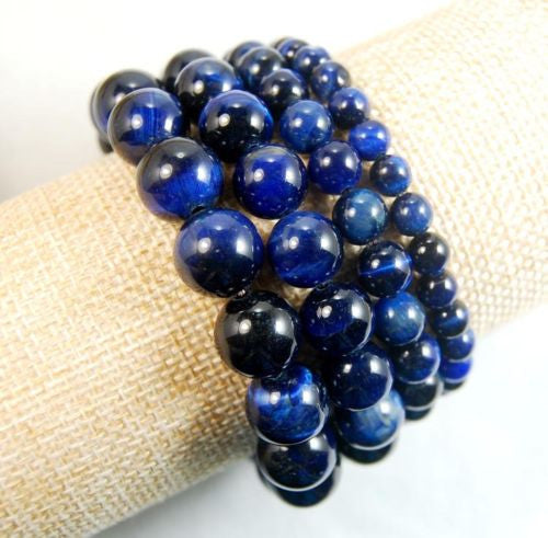 Natural Blue Tiger's Eye Gemstone Beads Stretch Bracelet Healing Reiki