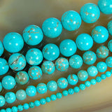 Blue Turquoise Round Loose Beads on a 15.5" Strand