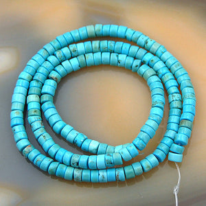 Blue Turquoise Heishi Gemstone Round Loose Beads on a 15.5" Strand