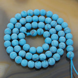 Matte Natural Blue Turquoise Gemstone Round Loose Beads on a 15.5" Strand