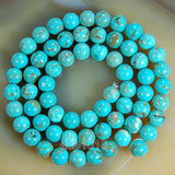 Blue Turquoise Round Loose Beads on a 15.5" Strand